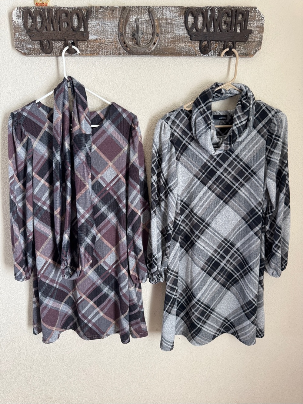 Chetta B Plaid Dress with matching scarf